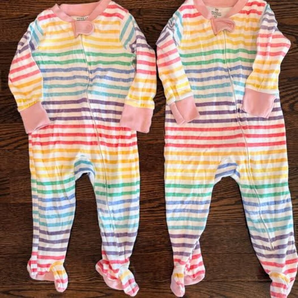 Honest Baby Organic Cotton Footed Pajamas 2 Pack Rainbow 6-9M
